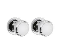 Kwikset Maven Poignée de porte intérieure pour placard et couloir, ronde, non verrouillable, en chrome poli, avec protection Microban