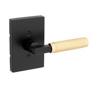 Kwikset Prava Poignée de porte factice, levier simple face pour placards, portes doubles françaises et garde-manger, noir mat et laiton satiné, levier intérieur réversible non tournant, avec