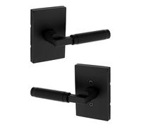 Kwikset Prava - Poignée de porte intérieure - Levier pour portes de placard et de couloir - Poignée réversible non verrouillable - Noir mat - Avec protection Microban