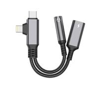 kwinfei Adaptateur 2 en 1 Lighting Jack, Adaptateur USB C vers Jack 3,5mm pour Smartphone 16/15/14 Série, Galaxy S23/S22 et Autres Smartphones, Charge Rapide 60W et Audio Haute Fidélité