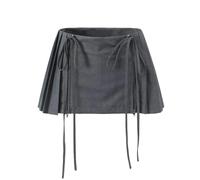 KWISUAWHGA Femmes Taille Haute Jupe Plissée, Front, Lacet, Fermeture Éclair, Mode Sexy, Mini Décontractée, Jupes A-Trapèze Avec Doublure,Gris,L