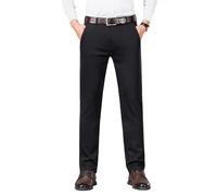 KWISUAWHGA Pantalon De Costume Élastique Pour Hommes Décontracté Taille Haute Droit Ample Jambe D'Affaires De Couleur Unie Avec Poches,Noir,6XL