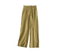 KWISUAWHGA Pantalon Large 100% Lin Pour Femme Coupe Ample Et Décontracté Taille Haute Couleur Unie Doux Et Avec Poches,Vert,S