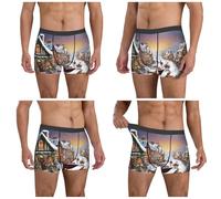 Kwjsdfea Boxer respirant avec taille élastique pour homme Motif village de Noël, noir, Small