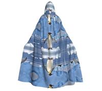 Kwjsdfea Cape à capuche épaisse unisexe en satin pour adulte - Pour cosplay, Halloween, Noël, fête costumée - Imprimé pingouin mignon