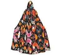 Kwjsdfea Cape à capuche épaisse unisexe en satin pour adulte - Pour cosplay, Halloween, Noël, fête costumée - Imprimé coq et poules