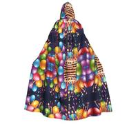 Kwjsdfea Cape à capuche épaisse unisexe en satin pour adulte - Pour cosplay, Halloween, Noël, fête costumée - Imprimé joyeux anniversaire
