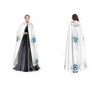 Kwjsdfea Cape à capuche unisexe en satin pour adulte, déguisement, Halloween, Noël, fête costumée, mauvais œil imprimé