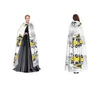 Kwjsdfea Cape à capuche unisexe pour adulte en satin pour cosplay, Halloween, Noël, fête costumée, joyeux campeurs imprimés