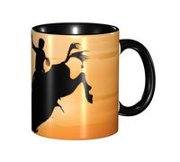 Kwjsdfea Cool Bull Riding - Tasses à café en céramique colorée avec poignée pour café, thé, cappuccino, cacao, céréales, 325 ml, noir
