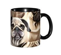 Kwjsdfea Imagen De Pug - Tasses à café imprimées en céramique colorée avec poignée, 325 ml, tasses de restaurant pour café, thé, cappuccino, cacao, céréales, noir