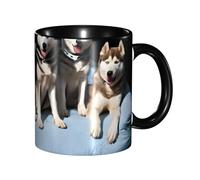 Kwjsdfea Jolies tasses à café à imprimé husky, tasses à café colorées en céramique avec poignée, tasses de restaurant pour café, thé, cappuccino, cacao, céréales, noir