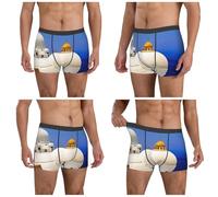 Kwjsdfea Santorini Boxer respirant avec taille élastique pour homme Motif île grecque vue sur la mer, noir, X-Large