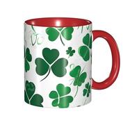 Kwjsdfea Tasses à café colorées en céramique avec poignée et inscription Happy st Patrick's Day - Pour café, thé, cappuccino, cacao, céréales - Rouge - 325 ml