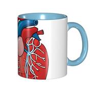 Kwjsdfea Tasses à café colorées en céramique avec poignée - Motif graphique de cœur - 325 ml - Pour café, thé, cappuccino, cacao, céréales, bleu ciel