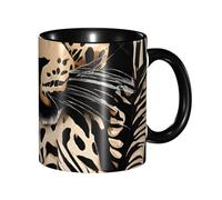 Kwjsdfea Tasses à café en céramique colorée avec poignée, motif léopard, 325 ml, pour café, thé, cappuccino, cacao, céréales, noir