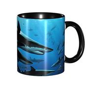 Kwjsdfea Tasses à café en céramique colorée avec poignée - Motif requins marteaux - 325 ml - Pour café, thé, cappuccino, cacao, céréales, noir