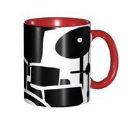 Kwjsdfea Tasses à café imprimées de tambour, 325 ml, tasses à café colorées en céramique avec poignée, tasses de restaurant pour café, thé, cappuccino, cacao, céréales, rouge