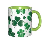 Kwjsdfea Tasses à café imprimées Happy st Patrick's Day - Tasses à café colorées en céramique avec poignée pour café, thé, cappuccino, cacao, céréales - Vert - 325 ml