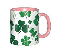 Kwjsdfea Tasses à café imprimées Happy St Patrick's Day - Tasses à café colorées en céramique avec poignée pour café, thé, cappuccino, cacao, céréales - Rose - 325 ml