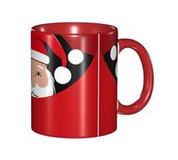 Kwjsdfea Tasses à café imprimées Père Noël, 325 ml, tasses à café colorées en céramique avec poignée, tasses de restaurant pour café, thé, cappuccino, cacao, céréales, rouge