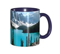 Kwjsdfea Tasses à café imprimées Rocky Mountains, 325 ml, en céramique colorée avec poignée, tasses de restaurant pour café, thé, cappuccino, cacao, céréales, bleu marine