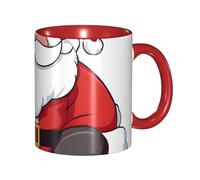 Kwjsdfea Tasses à café mignonnes imprimées de Père Noël, 325 ml, tasses à café colorées en céramique avec poignée, tasses de restaurant pour café, thé, cappuccino, cacao, céréales, rouge
