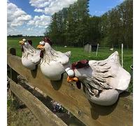 KWJTOY Décoration de jardin en résine, figurine poule, 3 pièces, Vert, Résistant à l'intempérie