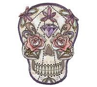 KWM ecusson thermocollant tête de Mort avec Fleurs Noir