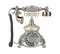 KWMAEEUID Cadran Rotatif Filaire Vintage, téléphone Imitation cuivre rétro Fixe Filaire pour hôtel, Bureau, Maison, Salon, décoration