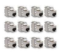 kwmobile 12x Module Keystone Catégorie 6A - 12 Modules de Brassage pour Branchement Câble RJ45 Raccord Blindé - Connexion à Panneau de Brassage