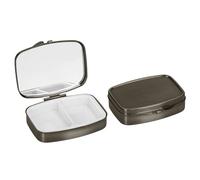 kwmobile 2x Boîte à pilules 2 compartiments - 2x Mini boite à comprimés compartimentée - Pilulier portable pour médicament bureau voyage - bronze