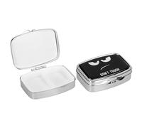 kwmobile 2x Boîte à pilules 2 compartiments - 2x Mini boite à comprimés compartimentée - Pilulier portable pour médicament bureau voyage - blanc-noir
