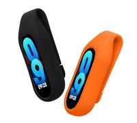 kwmobile 2X Clip Compatible avec Xiaomi Mi Band 10/9 / 8 - Support de Rechange pour Fitness Tracker Noir-Orange - Tracker Non Inclus