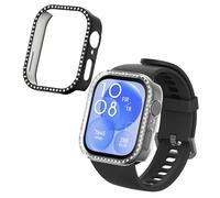 kwmobile 2X Coque Cadre Compatible avec Huawei Watch Fit 3 Coque Cadre Montre - Étui pour Cadre Montre connectée Fitness Tracker - Transparent-Noir