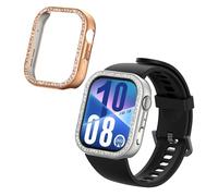kwmobile 2X Coque Cadre Compatible avec Huawei Watch Fit 4 Coque Cadre Montre - Étui pour Cadre Montre connectée Fitness Tracker - argenté-Or Rose