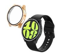 kwmobile 2X Coque Cadre Compatible avec Samsung Galaxy Watch 6 44mm Coque Cadre Montre - Étui pour Cadre Montre connectée Fitness Tracker - Noir-Or Rose