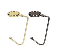 kwmobile 2X Crochet de Sac à Main - Accroche Sac Pliable - Porte-Sac pour Table ou Bureau - Suspension Sac à Main et Petits Objets - doré-Noir