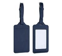 kwmobile 2X Étiquette Bagage pour Valise - Lot 2X Tag Porte-étiquette pour Valise et Sac de Voyage avec Carte nom adresse numéro - Bleu foncé