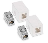 kwmobile 2X Prise Réseau RJ45 - Lot 2X Prise Réseau Cat6a RJ45 à 1x Port - Fourni avec 2X Module Keystone - Ethernet 10 Gbit LAN/Compatible 500MHz