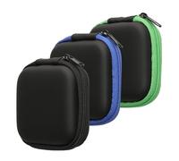 kwmobile 3X Housse Rigide pour écouteurs - Sacoche de Protection Antichoc pour Oreillettes avec Fermeture éclair et Filet intérieur - Noir-Noir-Bleu foncé-Vert