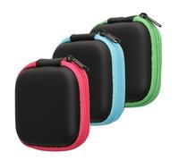 kwmobile 3X Housse Rigide pour écouteurs - Sacoche de Protection Antichoc pour Oreillettes avec Fermeture éclair et Filet intérieur - Noir-Vert-Rose Clair-Bleu Clair
