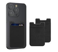 kwmobile 3X Porte-Carte autoadhésif Kreditkarten - Large Pochette autocollante en élasthanne pour 5 Cartes et Billets 5,7 x 8,9 cm - Noir-Noir-Noir