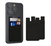 kwmobile 3X Porte-Carte autoadhésif Kreditkarten - Large Pochette autocollante en Silicone pour 5 Cartes et Billets 5,7 x 9,8 cm - Noir-Noir-Noir