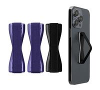 kwmobile 3X Support Doigt Smartphone - Accessoire Doigt pour téléphone Portable - Sangle poignée Dos Smartphone - Bleu Violet métallique-Bleu Violet métallique-Noir