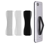 kwmobile 3X Support Doigt Smartphone - Accessoire Doigt pour téléphone Portable - Sangle poignée Dos Smartphone - Noir-Blanc-argenté