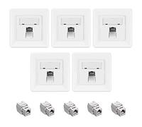 kwmobile 5x Module Keystone Cat 6A - Lot 5x Connecteur Module de Brassage Prise Murale - Branchement Câble RJ45 avec Raccord Blindé - Snap-in