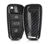 kwmobile Accessoire Clé de Voiture Compatible avec Audi Clé 3-Touches - Coque de Protection en Plastique Rigide Carbone Noir