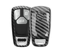 kwmobile Accessoire Clé de Voiture Compatible avec Audi Smartkey (Keyless Go Uniquement) 3-Bouton - Coque de Protection en Plastique Rigide Carbone Noir