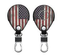 kwmobile Accessoire Clé de Voiture Compatible avec Clef de Moto Harley Davidson - Coque de Protection en Simili Cuir - Drapeau américain Bleu-Rouge-Blanc